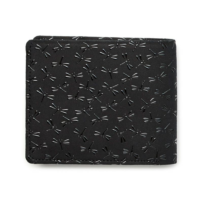 印傳屋 2006】甲州印伝 本革 スナップ留め小銭入れ付き 二つ折り財布  