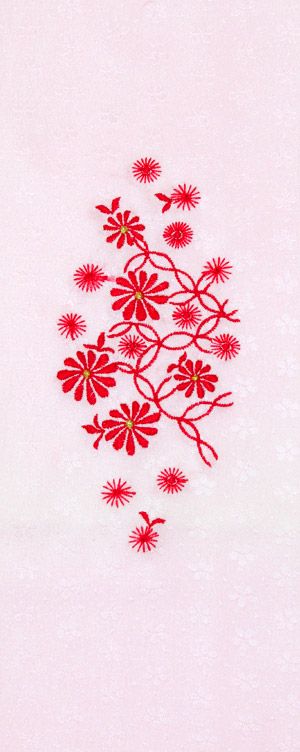 菊に七宝つなぎ/ 七五三・子供用 / 刺繍半衿 / 正絹・ 小桜地紋入り