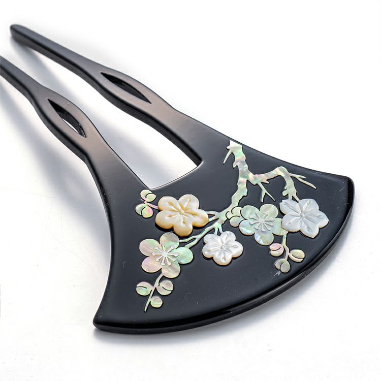 本漆塗り京蒔絵本金粉使用かんざし 楓（かえで）台 波型 波絵文様 髪 