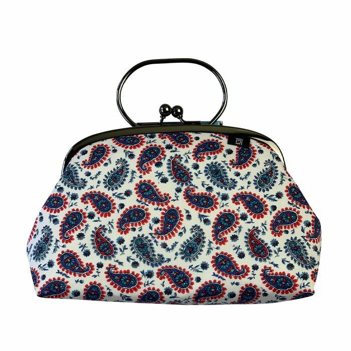 5.5寸リング付きポーチ ラジビー　白  Liberty がまぐち マチ付き ミニバッグ コスメポーチ 化粧ポーチ