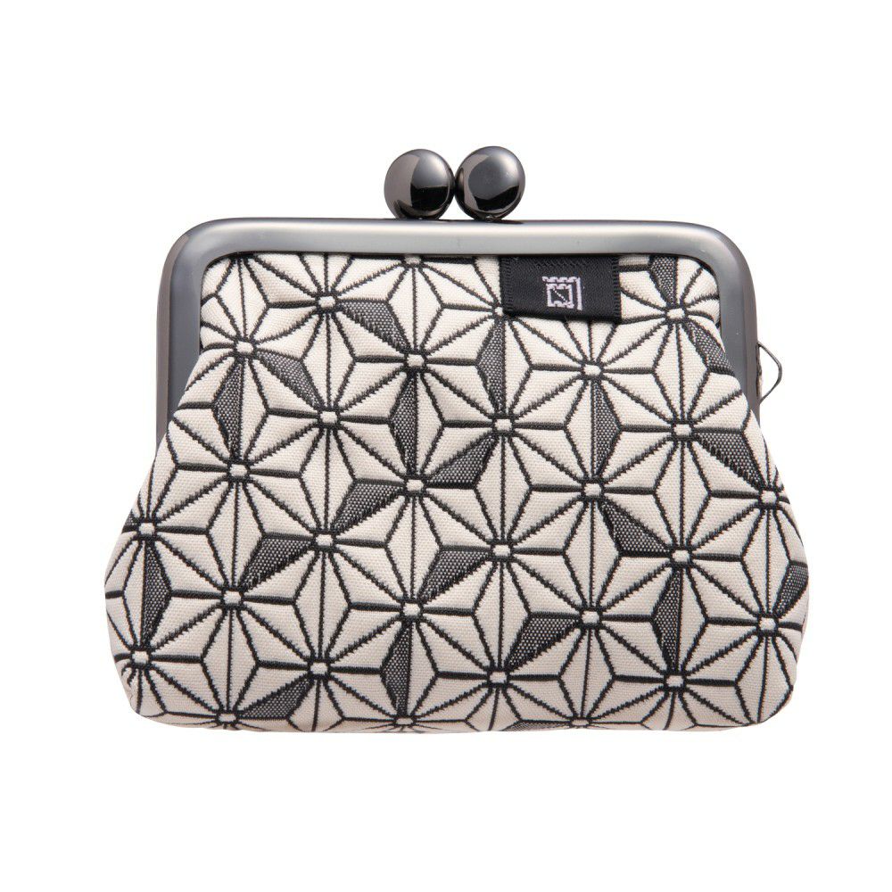 麻の葉柄 2.5寸 角型小銭入れ《 緑 》 がまぐち 日本製 京都 さんび