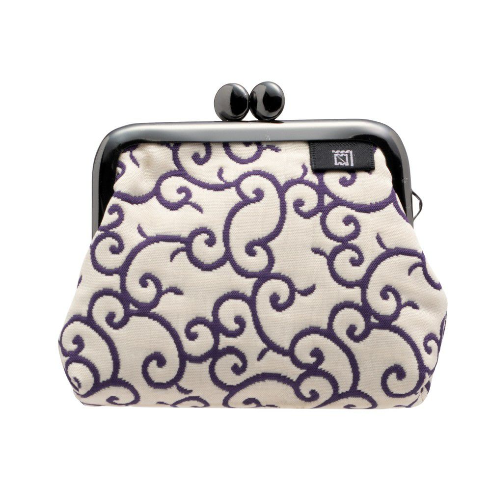 麻の葉柄 親子がま口《白×黒》 がまぐち 財布 小銭入れ 日本製 京都 さんび