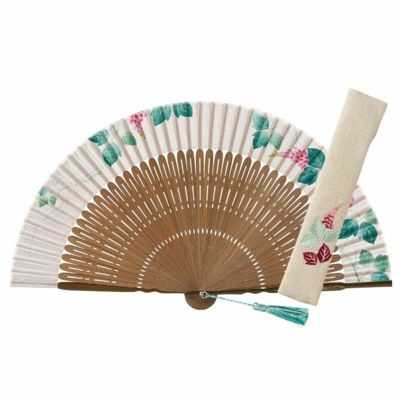 扇子セット（桐箱入）  真葛 青緑 女性 扇子 京都 さんび