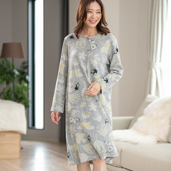 【Amour アムール】×【MOOMIN ムーミン】ダブルジャガード ワンピース 【ムーミンとミィと花】