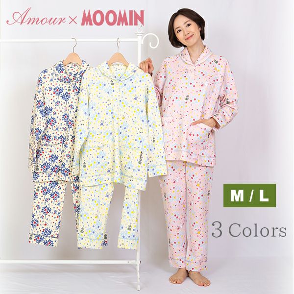 【Amour アムール】×【MOOMIN ムーミン】ニットキルトプリント 【リンゴの木】 レディース 上下セット