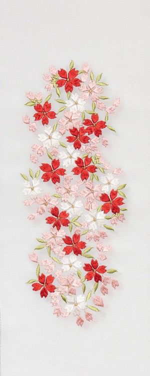 桜詰 No.15053A 〈赤〉 刺しゅう半衿 正絹 塩瀬 袷用 | arakawa ONLINE