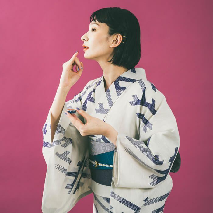 kifkif×古今 浴衣 紗綾形 （江戸紫） 仕立て上がり 日本製