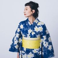 411mu18,505myu15◆ややふくよか 銀彩 鉄仙花 長襦袢 kifkif×古今 浴衣 鉄線 （瑠璃色） 仕立て上がり 日本製