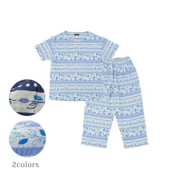 renoma】先染 シャーリング チェック レディース 夏用パジャマ