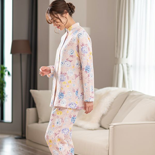 mila schon】花柄 プリント 冬用 ニットキルト レディース パジャマ  