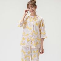 Amour】 高島クレープ 中花柄 春夏用 パジャマ 7分袖長ズボン