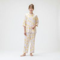 Amour 150】 高島クレープ 中花柄 春夏用 パジャマ 7分袖長
