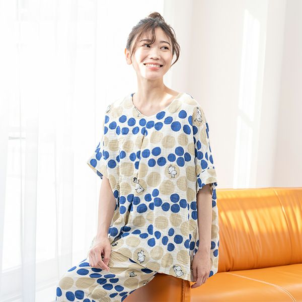 【新品】ムーミン/アムール　ダブルガーゼ半袖ルームウェア・ナイティ（M) Amour アムール】×【MOOMIN ムーミン】 ムーミンとリトルミィ 二
