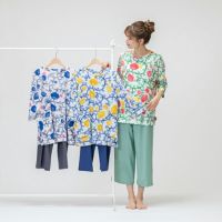 Amour】×【kata kata】 半強撚天竺 バラと蝶柄 無地 レディース