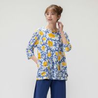 Amour】×【kata kata】 半強撚天竺 バラと蝶柄 無地 レディース