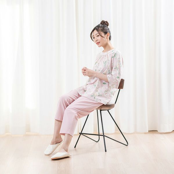 【mila schon】本強撚 天竺 花柄 プリント レディース 夏用 パジャマ  ミラ・ショーン ルームウェア　７分袖 ８分ズボン  春 夏  日本製 高級 ブランド 華やか 綿100% ギフト 母の日