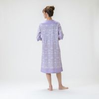 V&A】衿なし 前開きワンピース ハーフ強燃天竺プリント ホーム V&A】衿なし 前開きワンピース ハーフ強燃天竺プリント ホーム