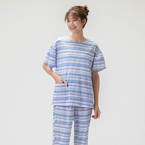 新品】レノマrenoma 春夏物ダブルガーゼシャーリングパジャマ（L