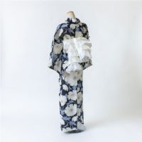 ゆかた 花古今 ひなげし （黒） ブラック 仕立て上がり 日本製