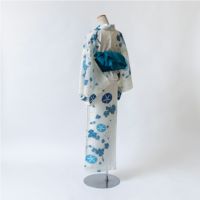 ◆ノー皺加工最高級クールパス使用◆花踊る蒼朝顔うるわし古典夏浴衣◆しわにならない ◇ノー皺加工最高級クールパス◇モダン翡翠緑の花古典夏浴衣