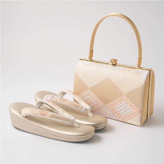 振袖 草履バッグ セット-No.54（Mサイズ）日本製品【ホワイト台/合皮 