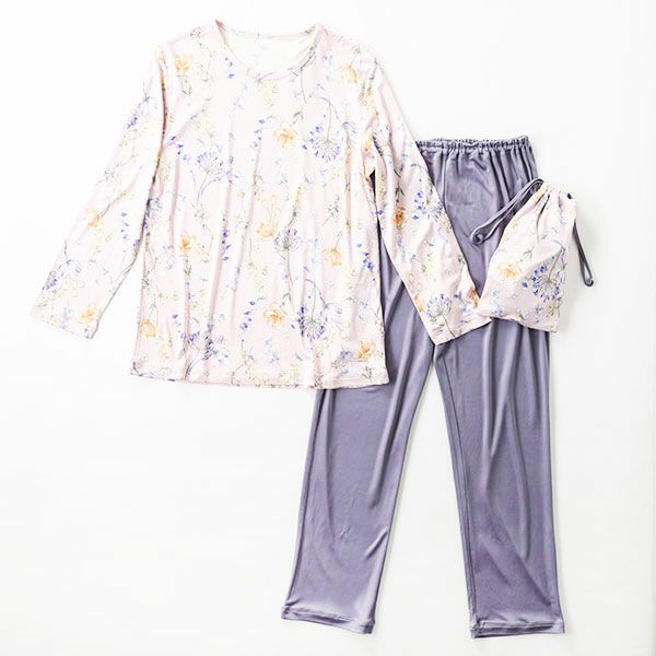 【mila schon】シルクニット　プリント　レディース　パジャマ　トラベル