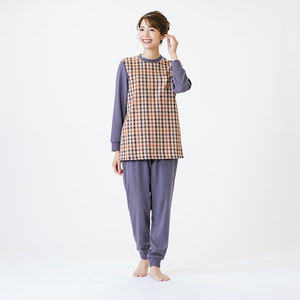 【DAKS】ダブルジャガード起毛チェック　レディス 上下セット　部屋着