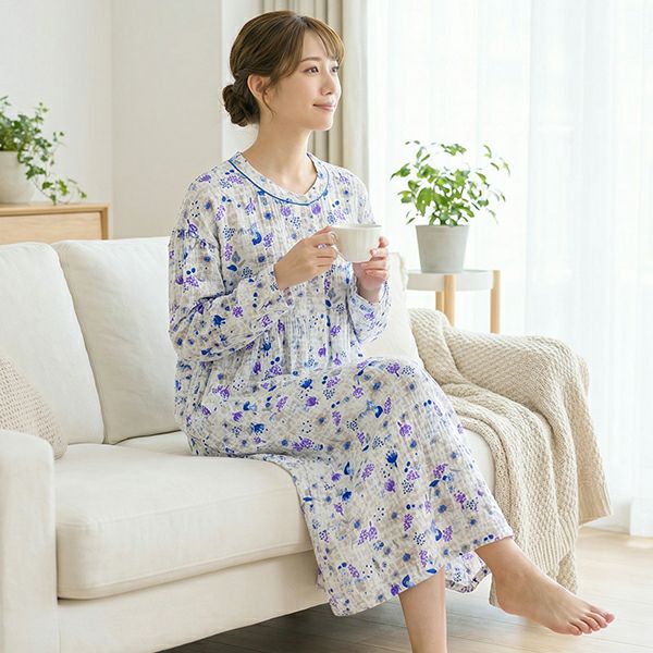 ウィリアム・モリス【いちご泥棒】前開きコットンリップルプリント