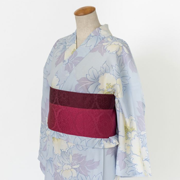 ゆかた 古今 芍薬 （アイスブルー） 東レセオα 水色 仕立て
