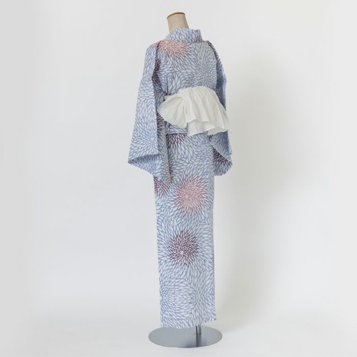 ゆかた 古今 むじな菊 （紫） 綿 パープル 仕立て上がり 日本製