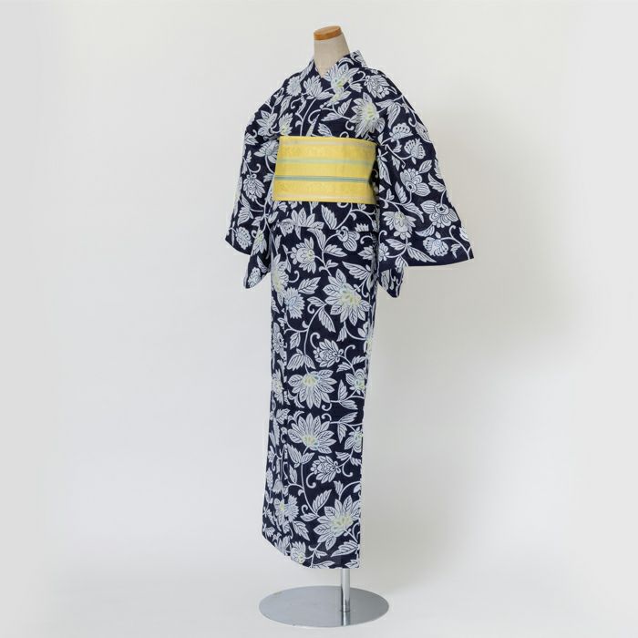 ゆかた 古今 更紗唐草 （青） 綿 ブルー 仕立て上がり 日本製