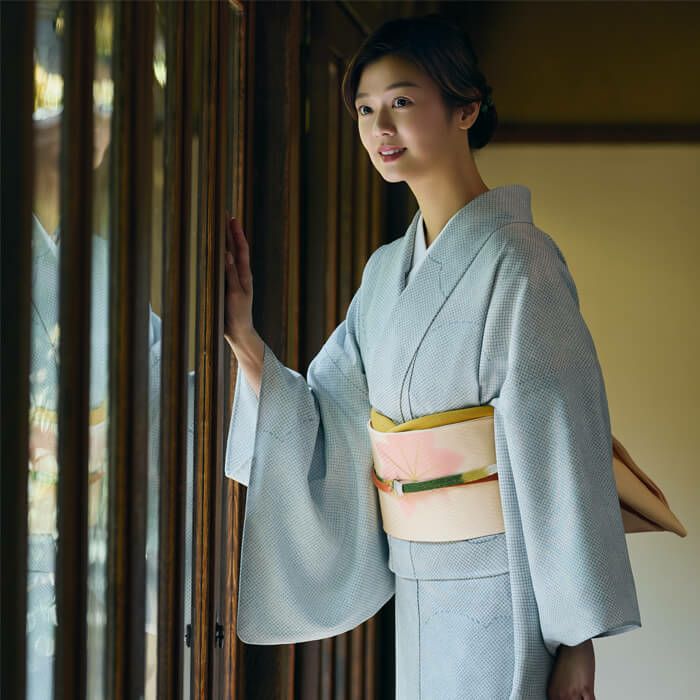 さんび　ポリエステルの夏着物　絽　夜の菖蒲　荒川　夢工房の半幅帯と帯締めのセット さんび公式オンラインショップ