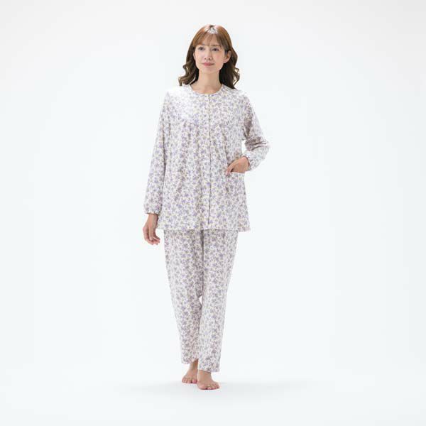 【Amourアムール】小花柄プリントヨークスムースパジャマ