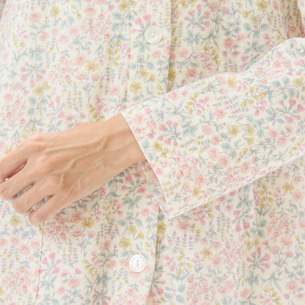【Amour150】【小柄な方向け】ボタニカルフラワープリント薄手ニットキルトパジャマ