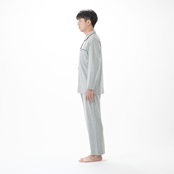 【AmourHOMME】紳士パジャマ［紳士］接結天竺ニットドット前開きパジャマ