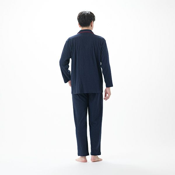 【AmourHOMME】紳士パジャマ［紳士］接結天竺ニットドット前開きパジャマ