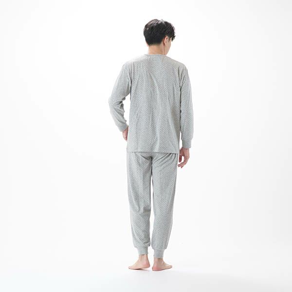 【AmourHOMME】紳士パジャマ［紳士］接結天竺ニットドットヘンリーネックパジャマ