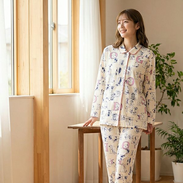 Amour1886】×【点と線模様製作所】 スムース ニット プリント パジャマ