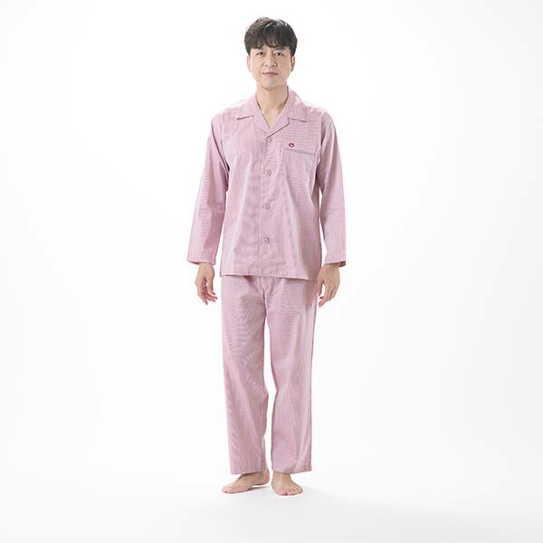【milaschon】［紳士］ミラショーンピケコードレーンストライプ上下セットメンズパジャマ春秋