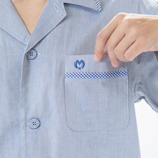 【milaschon】［紳士］ミラショーンピケコードレーンストライプ上下セットメンズパジャマ春秋