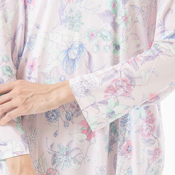 mila schon】シルク ニット 花柄 × 無地 レディース パジャマ [ポーチ